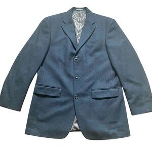Oscar De La Renta Mens 40L Wool Cashmere Blazer Suit Jacket Sport coat Blue/Gray